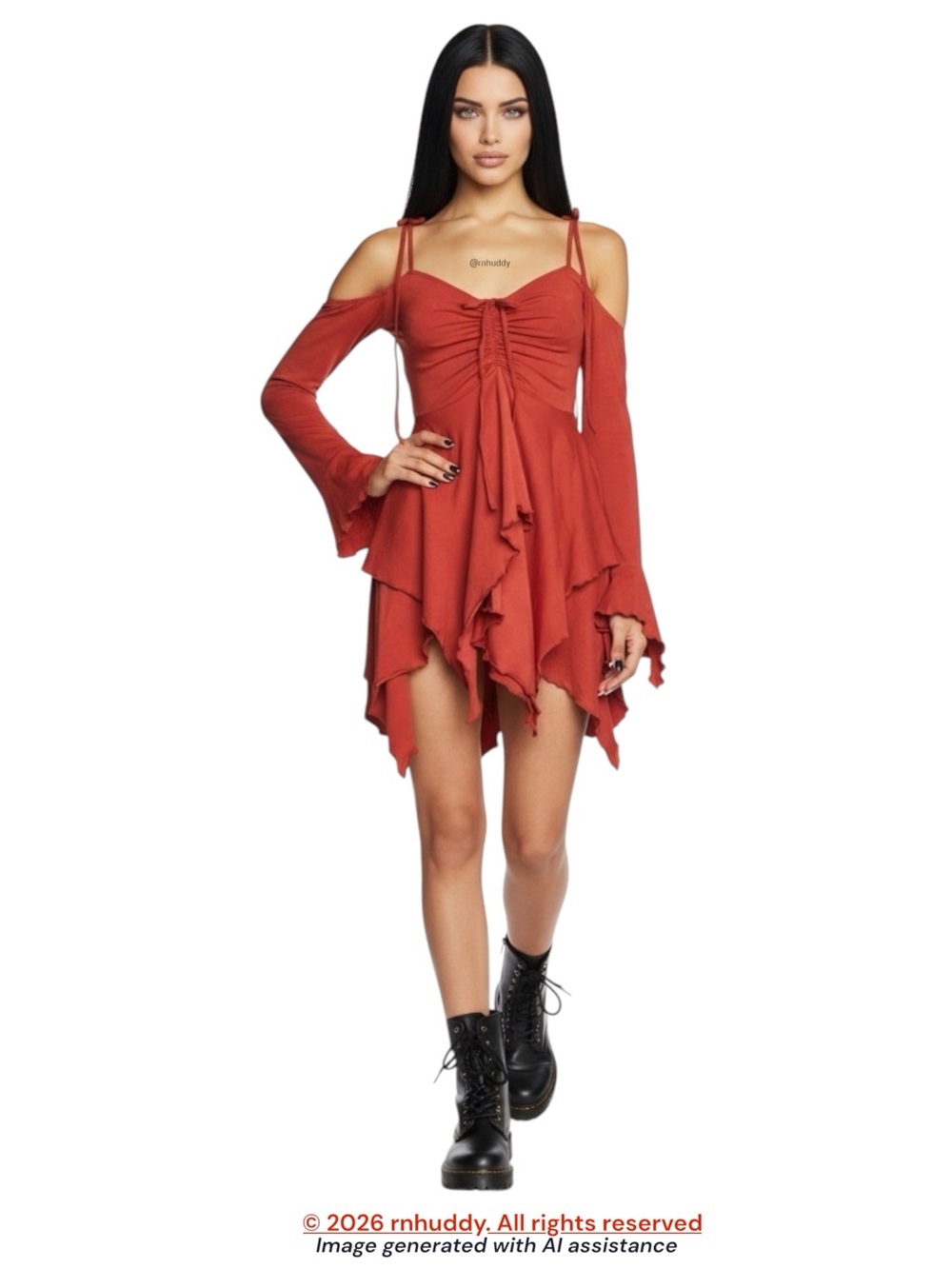 NWT Dolls Kill Current Mood M burnt orange fairy asymmetrical dress